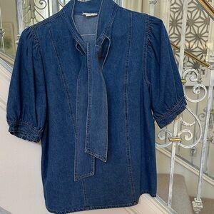 Entro Dark Blue Denim Blouse